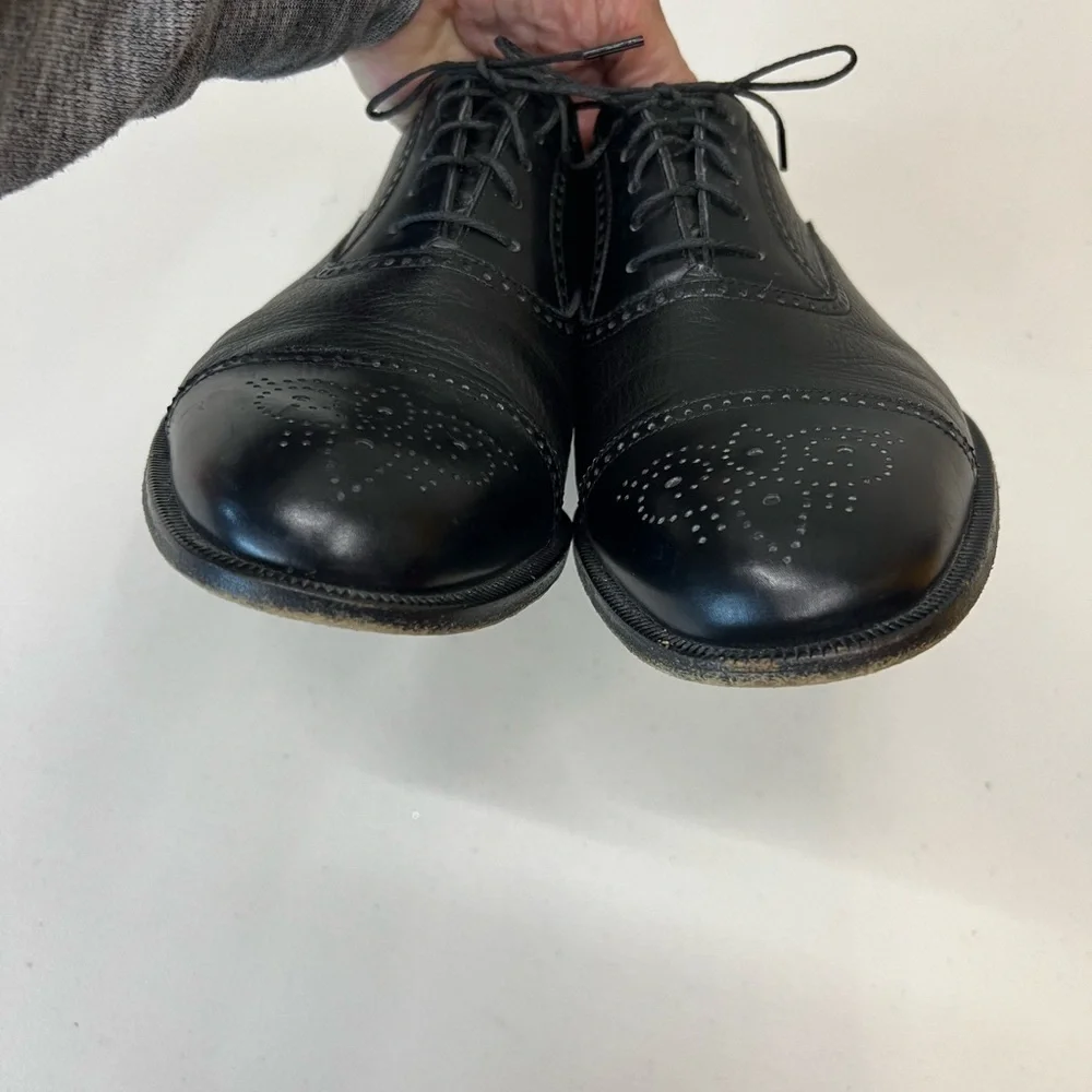 Bruno‎ Magli Charles Oxford Black Leather Shoes Size 8W